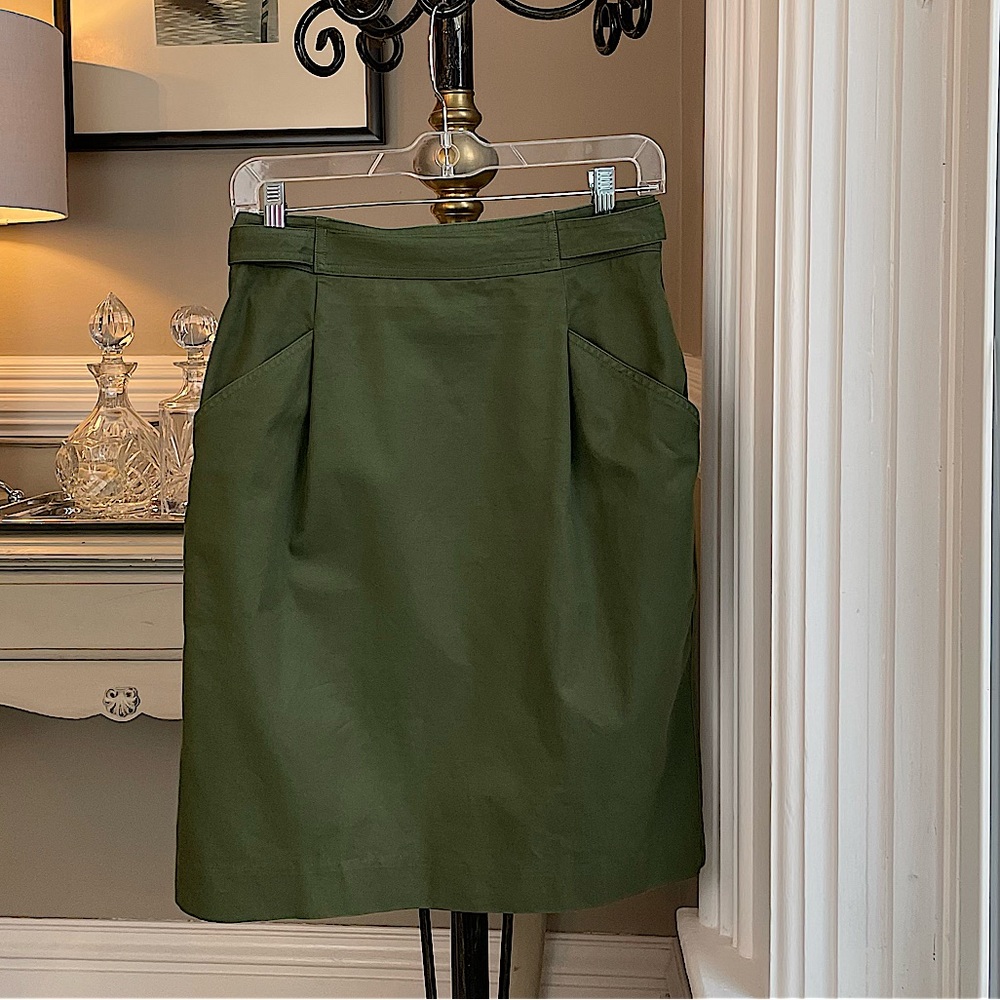 VINTAGE Liz Claiborne Skirt Womens 8 Green Olive Pencil 1980’s Collection Ladies